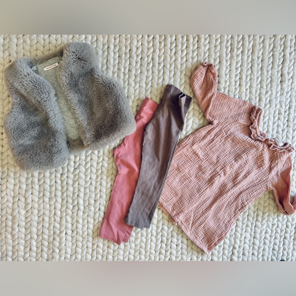 H&M Pink Textured Toddler fall Outfit